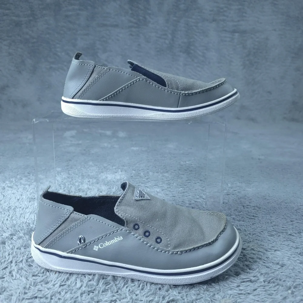 Columbia PFG Boat Shoes Youth Size 3 Gray Slip On Omni-Grip Fishing Beach